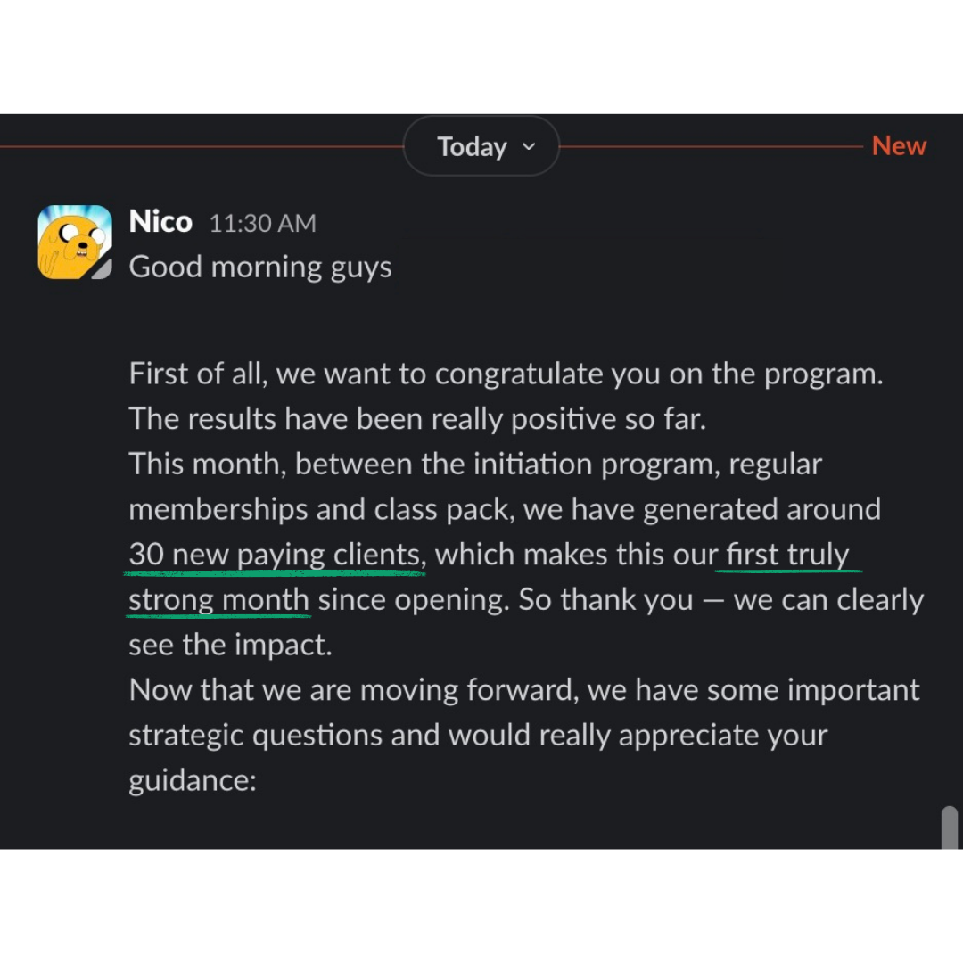 30 new paying clients in a month